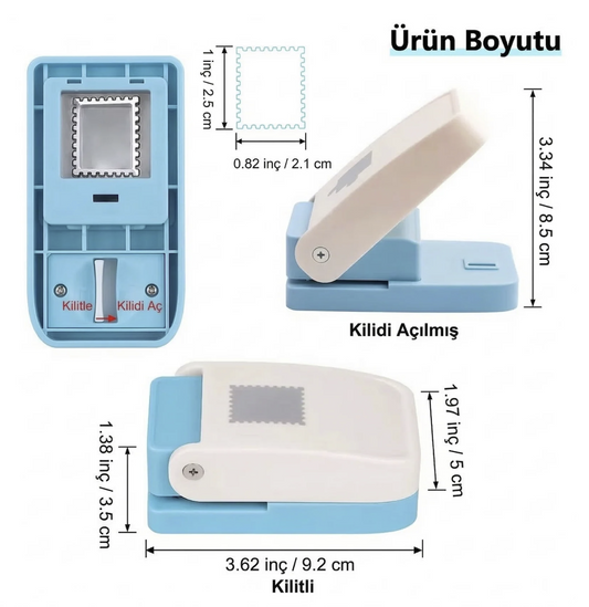 Pul Şekilli Delgeç - 25.4 x 21.1 mm - Made in Pieces