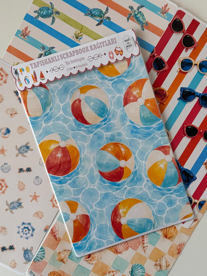 Yapışkanlı Scrapbook Kağıtları - Yaz Koleksiyonu